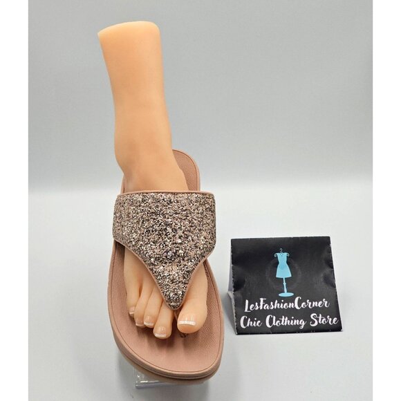 FitFlop Women's Blush Olive Glitter Mix Toe-Post Slip-Ons Sandals Size 11 2532 - Picture 13 of 16